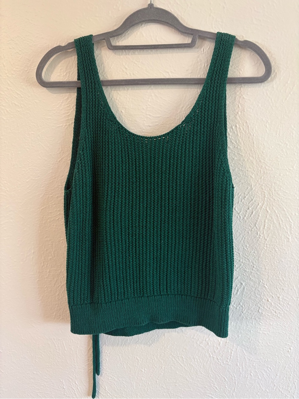 Vince Emerald Green Open Knit Wrap Back Tank Top Size M
